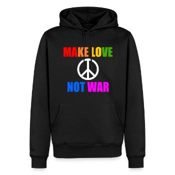 Make love not war - Sweat à capuche Premium bio Homme - noir - Devant - Nico (187cm)