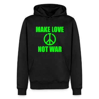 Make love not war - Männer Premium Bio Hoodie - Schwarz - Vorne - Nico (187cm)