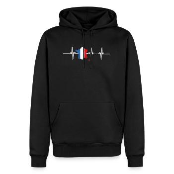 Battement de cœur France - Sweat à capuche Premium bio Homme - noir - Devant - Nico (187cm)
