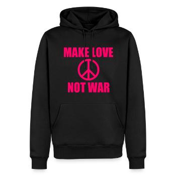Make love not war - Männer Premium Bio Hoodie - Schwarz - Vorne - Nico (187cm)