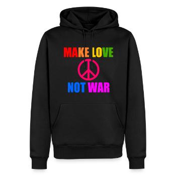 Make love not war - Sweat à capuche Premium bio Homme - noir - Devant - Nico (187cm)