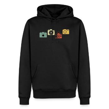 Vintage-Retro-Kamera - Männer Premium Bio Hoodie - Schwarz - Vorne - Nico (187cm)