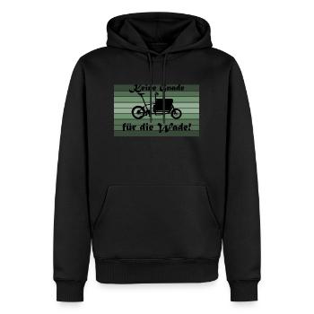 Pas de pitié pour le veau ; Muli, vélo cargo - Sweat à capuche Premium bio Homme - noir - Devant - Nico (187cm)