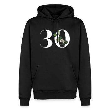 Nummer 30 Blumengrün - 30. Blumengeburtstag - Männer Premium Bio Hoodie - Schwarz - Vorne - Nico (187cm)