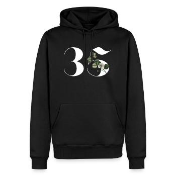 Numéro 35 floral vert - 35e anniversaire floral - Sweat à capuche Premium bio Homme - noir - Devant - Nico (187cm)