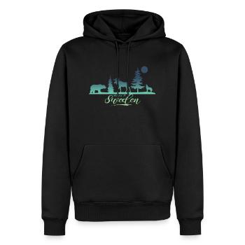 Suède Suède Viking Nordique Scandinavie Solstice d’été - Sweat à capuche Premium bio Homme - noir - Devant - Nico (187cm)
