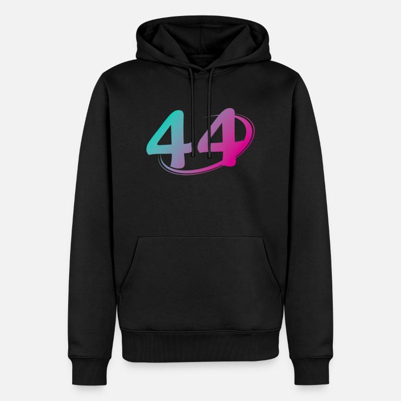 Nummer 44 mehrfarbig - Männer Premium Bio Hoodie - Schwarz