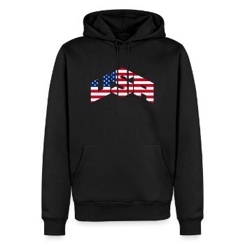 USA - Men’s Premium Organic Hoodie - black - Front - Nico (187cm)