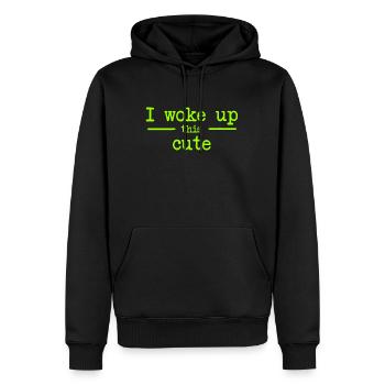 I woke up this cute - Ich bin so niedlich aufgewac - Männer Premium Bio Hoodie - Schwarz - Vorne - Nico (187cm)