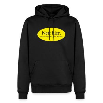 Nett hier, aber waren Sie schon mal in Dornbirn? - Männer Premium Bio Hoodie - Schwarz - Vorne - Nico (187cm)