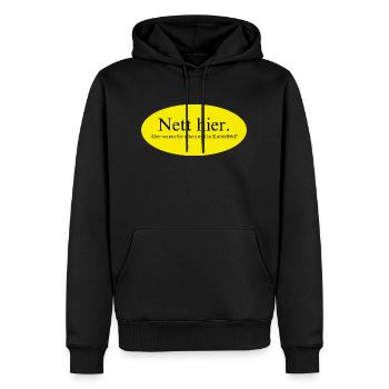 Nett hier, aber waren Sie schon mal in Knittelfeld - Männer Premium Bio Hoodie - Schwarz - Vorne - Nico (187cm)
