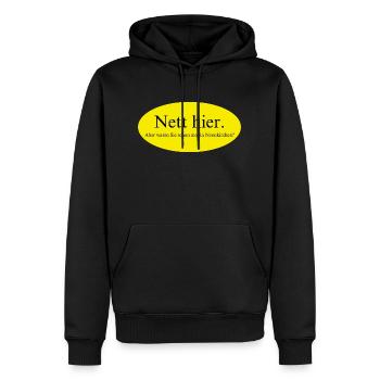 Nett hier, aber waren Sie schon mal in Neunkirchen - Männer Premium Bio Hoodie - Schwarz - Vorne - Nico (187cm)