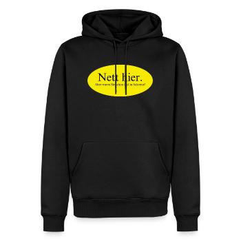 Nett hier, aber waren Sie schon mal in Schrems? - Männer Premium Bio Hoodie - Schwarz - Vorne - Nico (187cm)