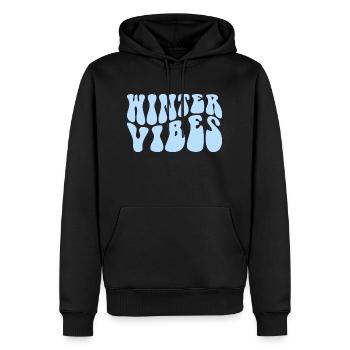 Groovy Funny Winter Vibes Snow, Winter Lovers - Men’s Premium Organic Hoodie - black - Front - Nico (187cm)