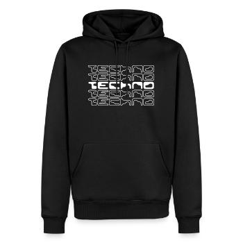 Techno music logo - Men’s Premium Organic Hoodie - black - Front - Nico (187cm)