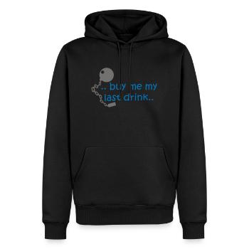 Buy me my last drink.. - Men’s Premium Organic Hoodie - black - Front - Nico (187cm)