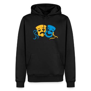 Theaterschauspieler glücklich traurig wirkenden - Männer Premium Bio Hoodie - Schwarz - Vorne - Nico (187cm)