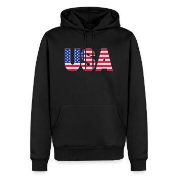 USA - Men’s Premium Organic Hoodie - black - Front - Nico (187cm)