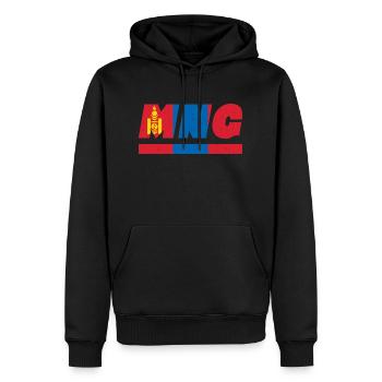 Mongolia flag flag MNG - Men’s Premium Organic Hoodie - black - Front - Nico (187cm)