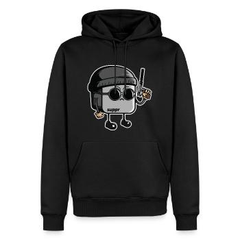 Léon touchpad - Sweat à capuche Premium bio Homme - noir - Devant - Nico (187cm)