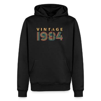 Jahrgang 1984 - Männer Premium Bio Hoodie - Schwarz - Vorne - Nico (187cm)