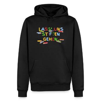 Stiften gehen - Männer Premium Bio Hoodie - Schwarz - Vorne - Nico (187cm)