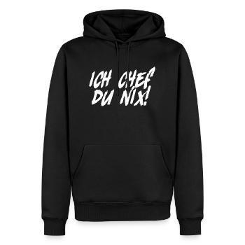 ich chef du nix lustiger Spruch Schrift - Männer Premium Bio Hoodie - Schwarz - Vorne - Nico (187cm)