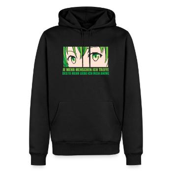 Desto mehr liebe ich mein Anime - Männer Premium Bio Hoodie - Schwarz - Vorne - Nico (187cm)