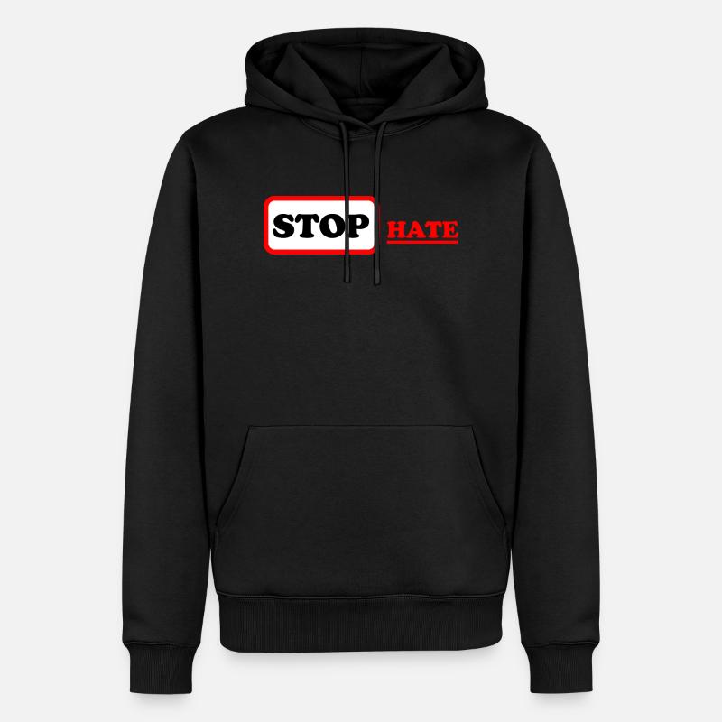 STOP HATE 03 - Männer Premium Bio Hoodie - Schwarz