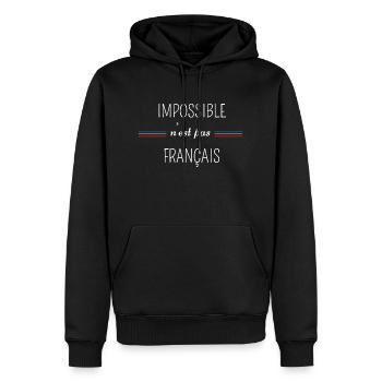 impossible n'est pas Français - Sweat à capuche Premium bio Homme - noir - Devant - Nico (187cm)