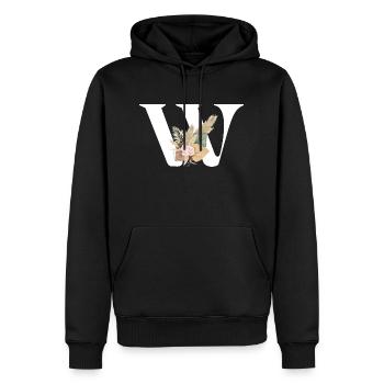 Buchstabe W Blumen - Männer Premium Bio Hoodie - Schwarz - Vorne - Nico (187cm)