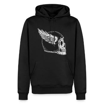 Skull Skull Horror Squelette Halloween Métal - Sweat à capuche Premium bio Homme - noir - Devant - Nico (187cm)