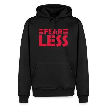 fearless Text Quote Design - Men’s Premium Organic Hoodie - black - Front - Nico (187cm)
