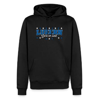 Luzern - Männer Premium Bio Hoodie - Schwarz - Vorne - Nico (187cm)