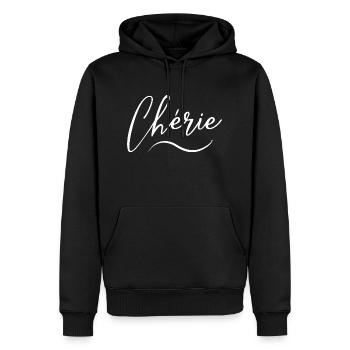 Chérie - Sweat à capuche Premium bio Homme - noir - Devant - Nico (187cm)
