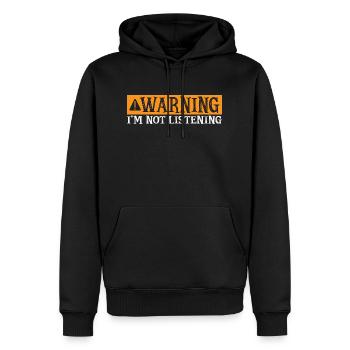 Avertissement je n’écoute pas 30 - Sweat à capuche Premium bio Homme - noir - Devant - Nico (187cm)