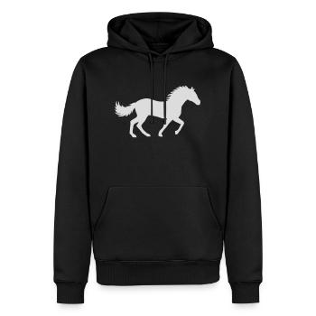Conception de silhouette de cheval de course - Sweat à capuche Premium bio Homme - noir - Devant - Nico (187cm)