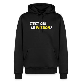 c est qui le patron / cadeau humour boss - Sweat à capuche Premium bio Homme - noir - Devant - Nico (187cm)