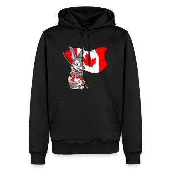 Lapin du Canada - Sweat à capuche Premium bio Homme - noir - Devant - Nico (187cm)
