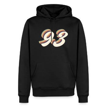 Jahrgang zum 93-jährigen Jubiläum - Männer Premium Bio Hoodie - Schwarz - Vorne - Nico (187cm)
