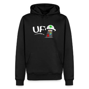 OVNI 🖤💙 et univers - Sweat à capuche Premium bio Homme - noir - Devant - Nico (187cm)