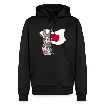 Lapin du Japon - Sweat à capuche Premium bio Homme - noir - Devant - Nico (187cm)