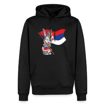 Serbie Lapin - Sweat à capuche Premium bio Homme - noir - Devant - Nico (187cm)