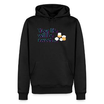 Your life will be sweet - Men’s Premium Organic Hoodie - black - Front - Nico (187cm)