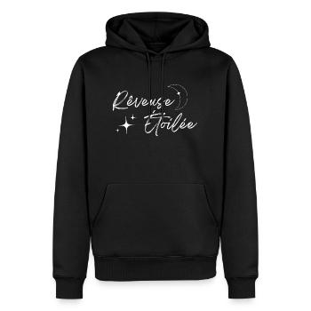 Rêveuse étoilée - Sweat à capuche Premium bio Homme - noir - Devant - Nico (187cm)