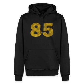 Anniversaire 85 ans - Sweat à capuche Premium bio Homme - noir - Devant - Nico (187cm)