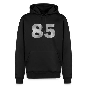 Anniversaire 85 ans - Sweat à capuche Premium bio Homme - noir - Devant - Nico (187cm)