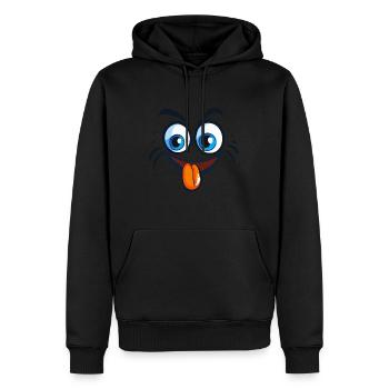 Glückliches, glückliches, cartoonartiges Gesicht - Männer Premium Bio Hoodie - Schwarz - Vorne - Nico (187cm)