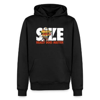 Auf die Größe kommt es wirklich an - Burger Humor Geschenk - Männer Premium Bio Hoodie - Schwarz - Vorne - Nico (187cm)