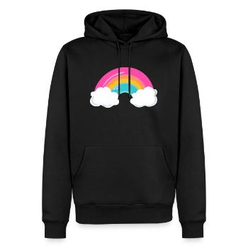 Mignon arc-en-ciel nuageux - Sweat à capuche Premium bio Homme - noir - Devant - Nico (187cm)